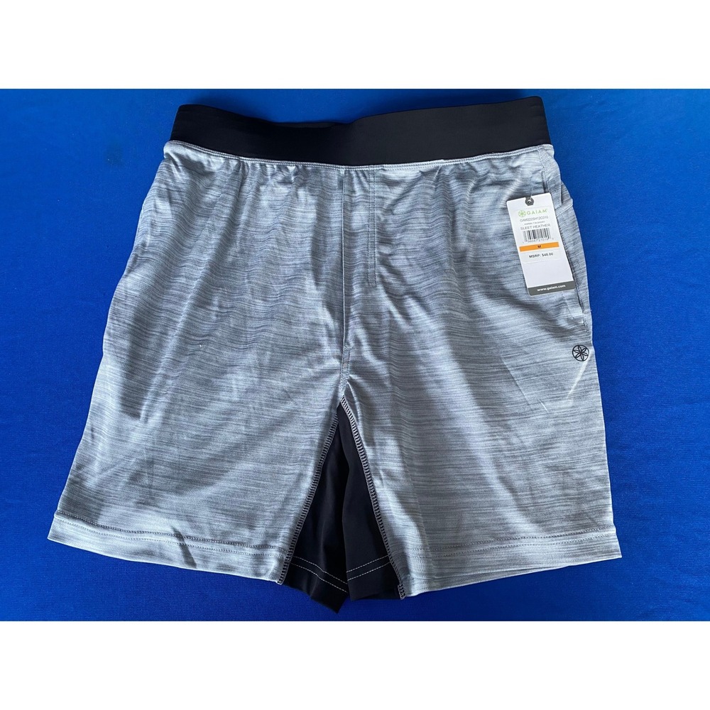 Gaiam Men Karma 7 In Short Sleet Heather Grey 2-in-1 Athletic Yoga Shorts Size M